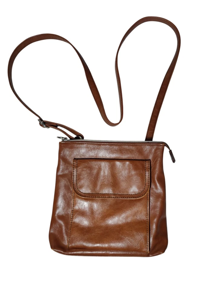 Relic By Fossil Faux Leather Brown Small Square Crossbody Bag NWOT - Image 1 of 4