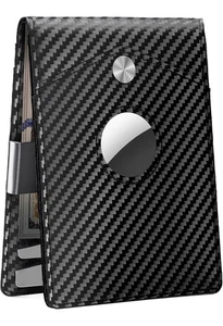 Herren Kohlefaser Echtleder RFID Blockierung Minimalistisch Schlank AirTag Geldbörse... - Bild 1 von 9