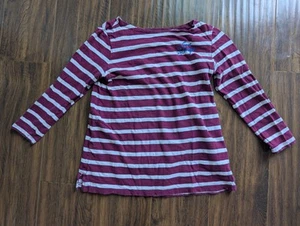 Size 10 XS Old Navy Striped Burgundy Love Always  Girl Top Long Sleeve - Picture 1 of 4
