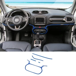 5pcs Car Instrument Panel Strip Trim Decor Bezels for Jeep Renegade 2015-17 Blue - Picture 1 of 10