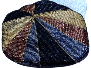 Bolso de Mano Multicolor Vintage 9"x7" - Cuentas - Cierre a Presión - por Destinee - Imagen 1 de 3