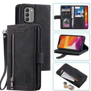 Nokia G400 Wallet Case,Leather Zipper Magnetic Flip Card Case For Nokia G400 - Picture 1 of 26