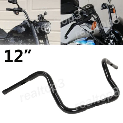 Manillar colgante Ape de 12" de elevación 1 1/4" apto para Harley Sportster XL 883 1200 negro Foto 1 de 4