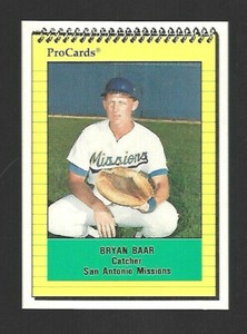 1991 ProCards Bryan Baar Rookie //// Catcher //// San Antonio Set