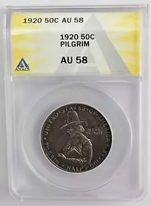 1920 Pilgrim Commemorative Half Dollar 50c ANACS AU 58 - Picture 1 of 4