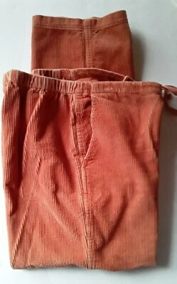 Orvis Women's Corduroy Pants Elastic Back Drawstring Front Zip Coral Sz 14 - Image 1 of 4