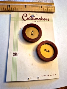 Vintage geometric GOLD BROWN Buttons on Original Card COSTUMAKERS brand - Picture 1 of 4