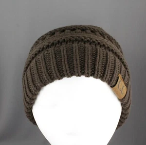 Marrón Oscuro Sombrero de Esquí Grueso Grueso Acanalado Tejido Slouch Cap Gorro Invierno Crochet Sombrero - Imagen 1 de 8