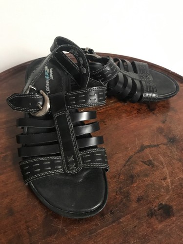 Sandali gladiatore Timberland Earthkeepers in pelle nera con cinturino taglia 5 5 W Regno Unito 3 5