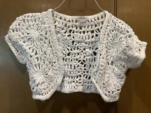 Shine New York girls white crocheted shrug sz M - Picture 1 of 6