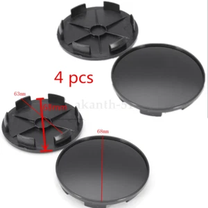 4PCS 68mm Car Wheel Center Caps Central Hub Blank Centre Hubcaps Universal Black - Picture 1 of 10