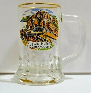 Pilatus-KulmShot Skiglas SZ Bierkrug Schweiz Skifahren Reise Souvenir  - Bild 1 von 3