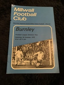 1972 Millwall V Burnley Football Programme - Picture 1 of 2