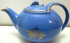 Vintage Hall Teapot with Hook Lid # 0749 Blue Gold Flowers & Trim 6 Cup