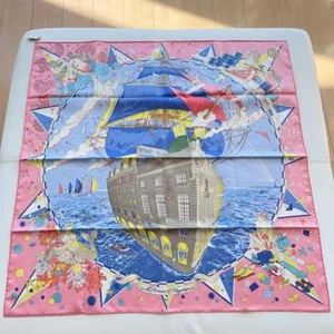 Hermes Scarf Stole Flagship Candy Pink Dimitri Rybaltchenko Silk Auth New 88.5cm - Picture 1 of 11
