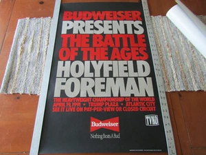 Budweiser 1991 "Battle of the Ages" Holyfield Foreman Boxing Poster 29x19” - Picture 1 of 3
