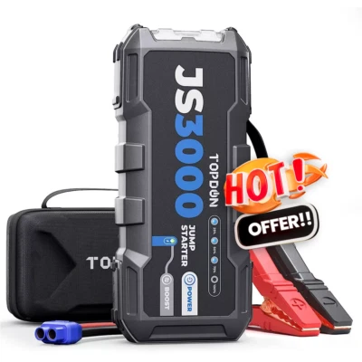 TOPDON JS3000 Car Battery Jump Starter 12V Boost Power Bank Pack for Diesel Gas