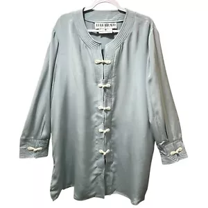 Lulu Bravo Saks Fifth Avenue Women's Light Blue Knot Button Shirt, 100% Silk, 3X - Picture 1 of 12
