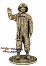 Bronze Solid Brass Figurine Yuri Gagarin USSR Soviet Cosmonaut Statuette