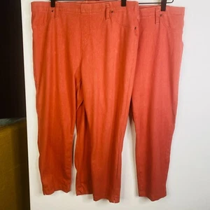 Lote de 2 Jeggings Time & Tru Mujer Rojo Claro Talla XL 16-18 Naranja Salmón Coral - Imagen 1 de 4