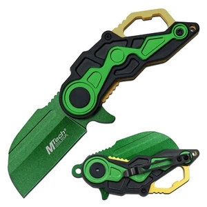 M-Tech 6" Spring Assisted  Green Tactical Cleaver EDC Sharp Pocket Knife. BGN - Picture 1 of 4