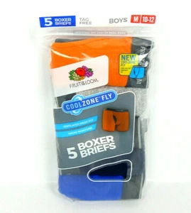 Fruit Of The Loom Boys MED (10-12) cool zone fly 5 boxer briefs Orange Gray Blue - Picture 1 of 8
