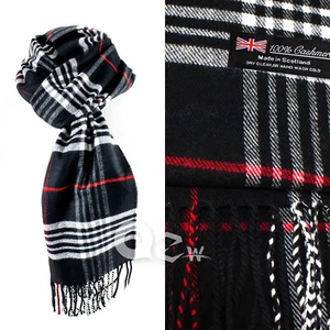 Mens Womens Winter Warm SCOTLAND Made 100% CASHMERE Scarf Scarves Plaid Wool - Picture 1 of 28