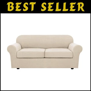 Robuste passgenaue Stretch Sofa Schonbezüge in Natur für schicken Wohnzimmer Stil - Bild 1 von 11