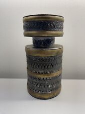 VTG CANDLE HOLDER HAND HAMMERED TIN AND BRASS