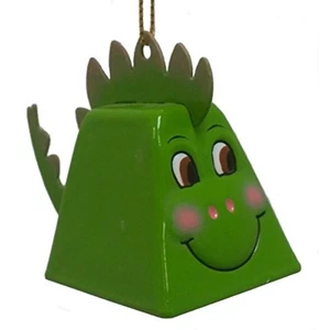 Giggle Lings Dion The Dinosaur Green Metal Cowbell Christmas Tree Ornament New - Picture 1 of 1