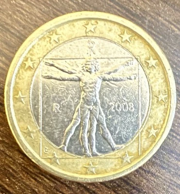 RARE 2008 1 Euro Leonardo Da Vinci Coin Italy - Image 1 of 3