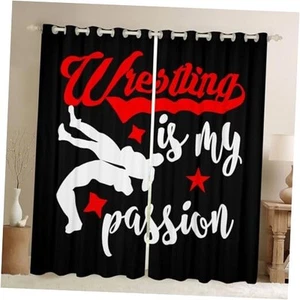  Wrestle Curtains for Bedroom Living Room Kids Sports Theme Blackout Drapes  - Picture 1 of 8