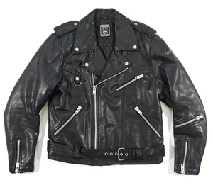 CHAQUETA MOTOCYCLE HEIN GERICKE CUERO NEGRO Talla 44 Cremallera Acolchada Forrada Vintage Años 80 - Imagen 1 de 16
