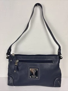 Borsa a tracolla Tignanello blu navy pelle ciottolata - y2k borsetta classica - Foto 1 di 21