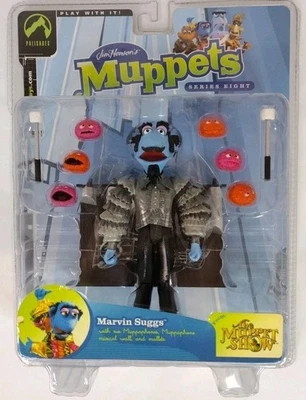 Figura de acción camisa plateada Muppets Show Marvin Suggs serie 8 Palisades Toys en paquete Foto 1 de 2