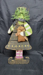 Halloween Primitive Rustic Witch Figurine Hanging sign - Picture 1 of 7