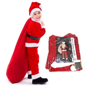 Kinder Weihnachten Weihnachtsmann Kostüm Anzug 4-teilig Weihnachtsmann Kinder Einheitsgröße Set - Bild 1 von 3