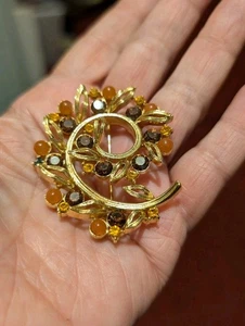 Lisner echt schöne Bernstein Topas Brosche - Bild 1 von 3