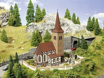 Noch 66906 HO Scale St. George Church w/Bell Sound Unit -- Laser-Cut Kit - Image 1 of 4