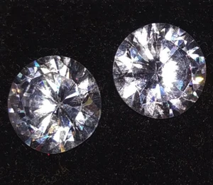 Cambodian White Zircon Round Pair Loose Gemstone 9.55 Ct With Free Gift - Picture 1 of 6