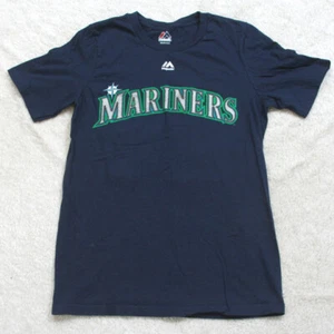 Majestic Short Sleeve Crewneck Blue T-Shirt Seattle Mariners Medium 10/12 MM33 - Picture 1 of 5
