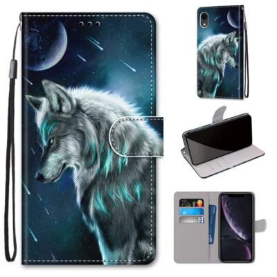 For Various Phone Case Magnet Flip Wolf Leather Card Slot Wallet Stand Covers - Image 1 of 4
