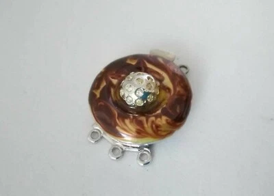 Chiusura fermaglio terminale collana bracciale 3 fili metallo smalto strass c15 - Immagine 1 di 4