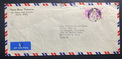 Cubierta de correo aéreo Kowloon Hong Kong 1959 a la embajada británica Washington DC EE. UU. Foto 1 de 2