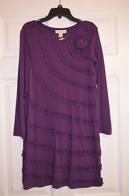 Halabaloo Girls 10 Purple L/S ribbon trimmed Dress from Chasing Fireflies - New  - Image 1 of 4