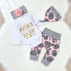 Infant Baby Girl Newborn Floral Cotton Outfits Romper Tops Pant Hat Clothes Set - Picture 1 of 8
