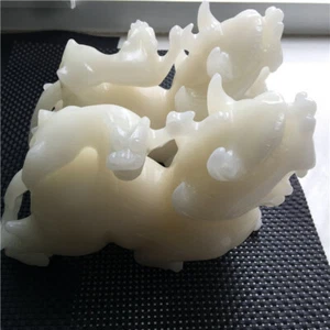 Ca. 4Kg Ein Paar natürliche weiße Marmor Elefanten Statuen U145 - Bild 1 von 11