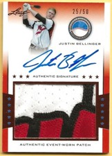 Justin Bellinger 2013 Leaf Power Showcase on card Autograph Patch 25 / 50 Bronze