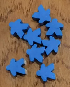 Carcassonne 8x Blue,Yellow, Red & 6x Gray Meeples - wood - Picture 1 of 4