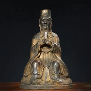 9,5 Zoll China alte antike tibetische tibetische Buddhismus Tempel Bronze vergoldet Buddha Statue - Bild 1 von 9